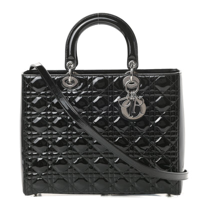 Christian Dior Patent Cannage Large Lady Dior Black 1 of 11