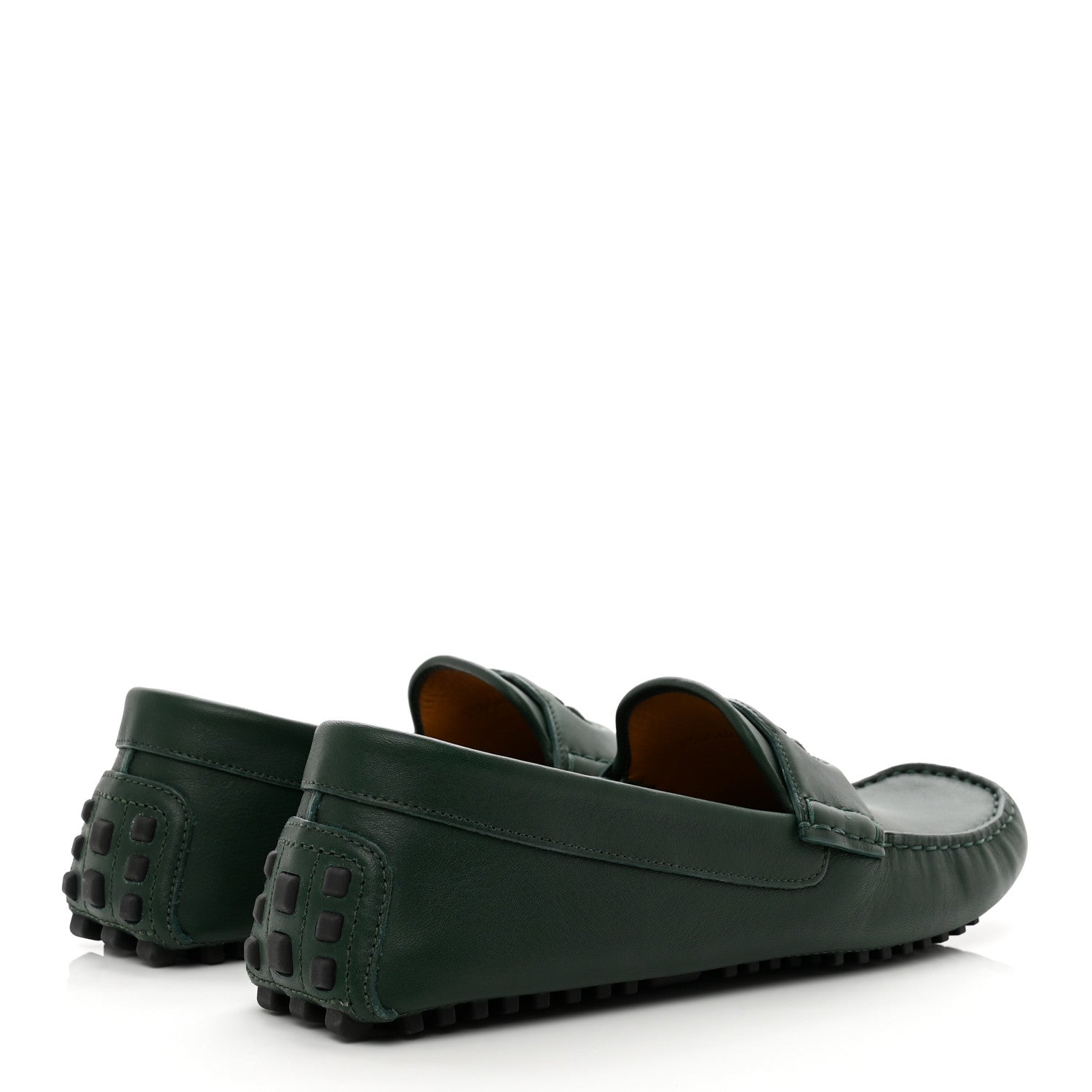 Gucci Soft Clove Calfskin Monochrome Mens Interlocking G Driver Loafers 9.5 Vintage Green 4 of 9