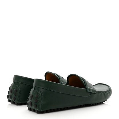 Gucci Soft Clove Calfskin Monochrome Mens Interlocking G Driver Loafers 9.5 Vintage Green 4 of 9