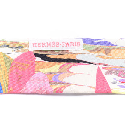 Hermes Silk Marble Silk Twilly Rose Vert Violet 4 of 4