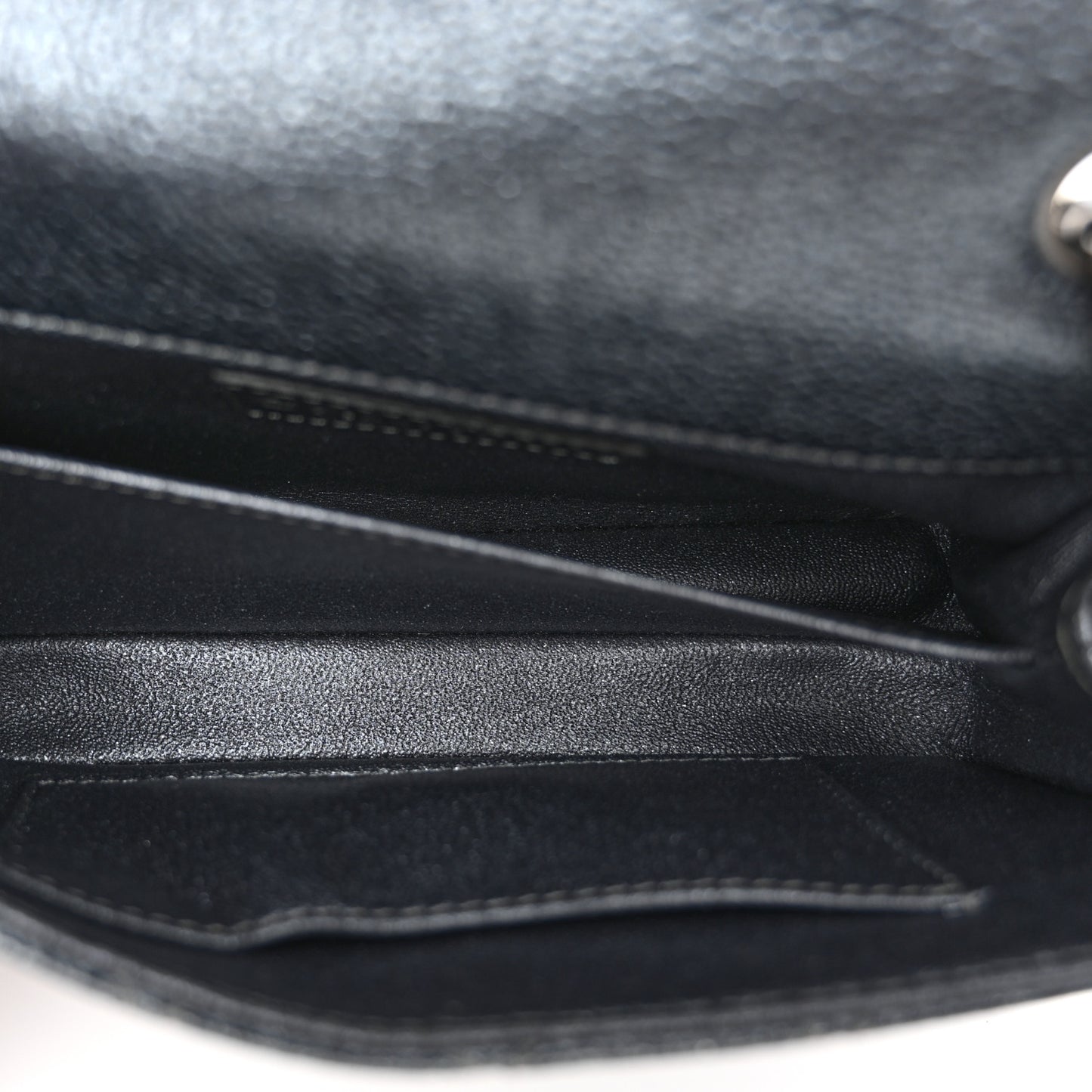 Metallic Caviar Quilted Extra Mini Flap Dark Grey