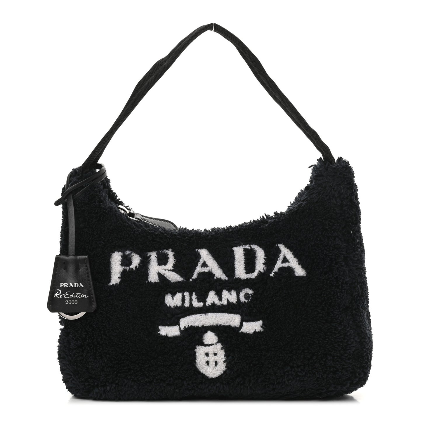 Terry Cloth Mini Re-Edition 2000 Bag Black White