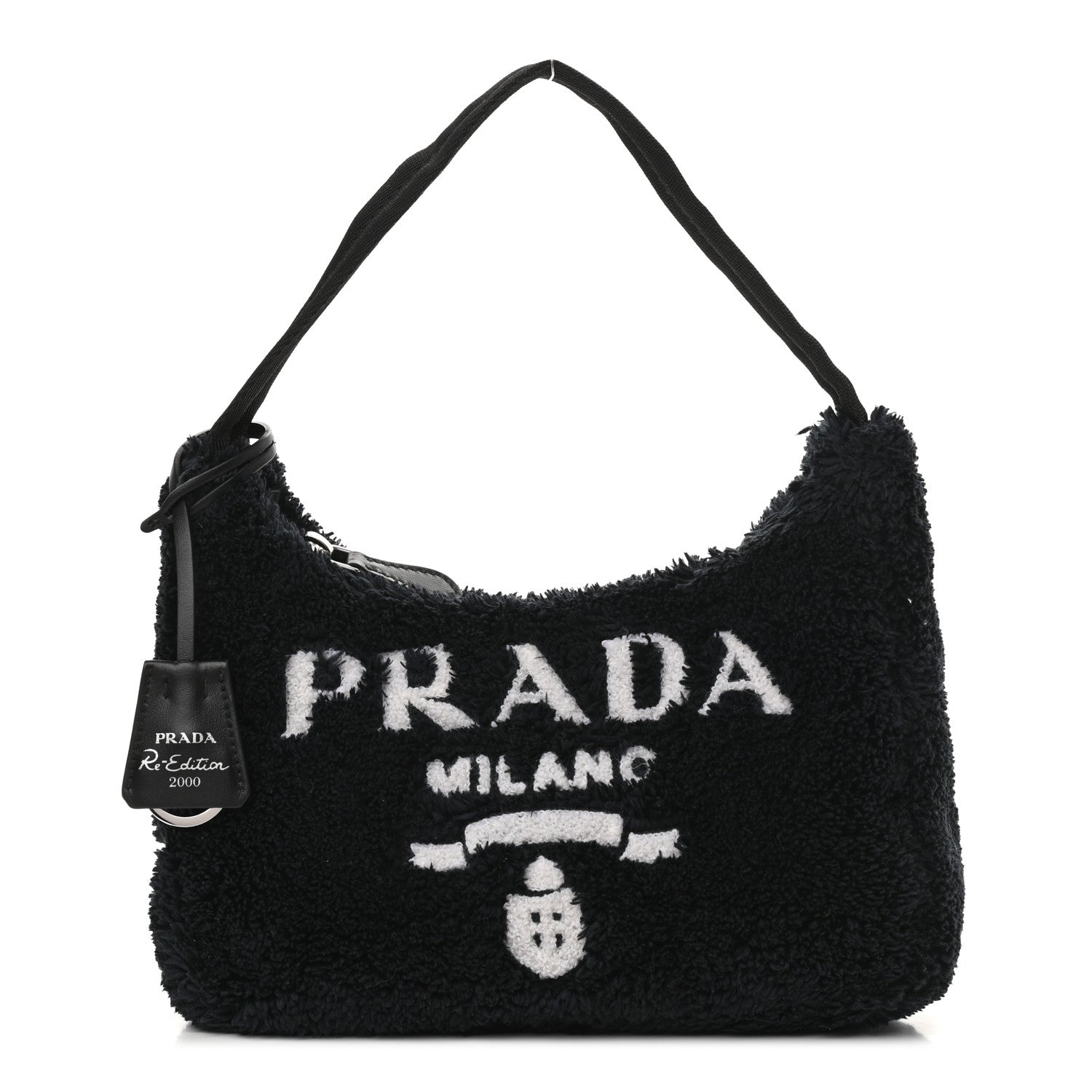 Prada Terry Cloth Mini Re-Edition 2000 Bag Black White 1 of 11