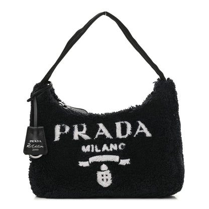 Prada Terry Cloth Mini Re-Edition 2000 Bag Black White 1 of 11