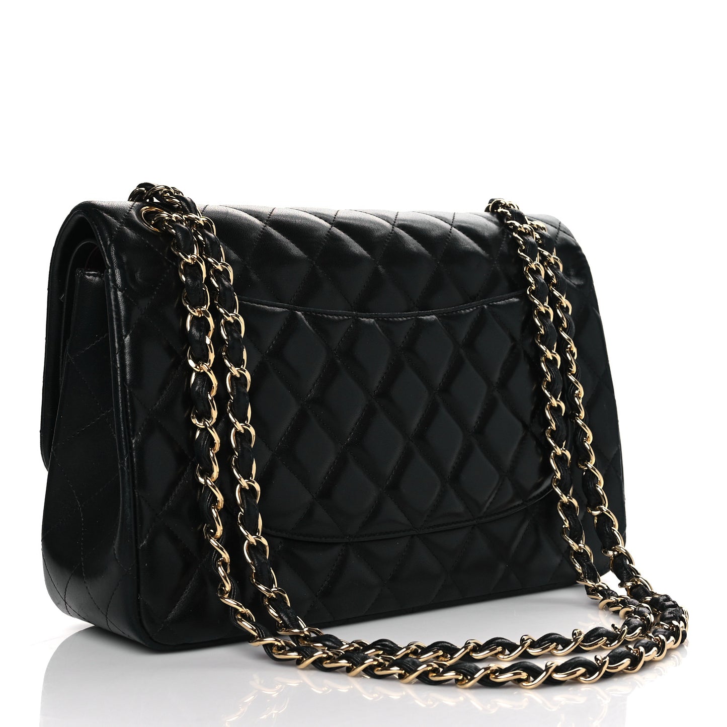 Lambskin Quilted Jumbo Double Flap Black
