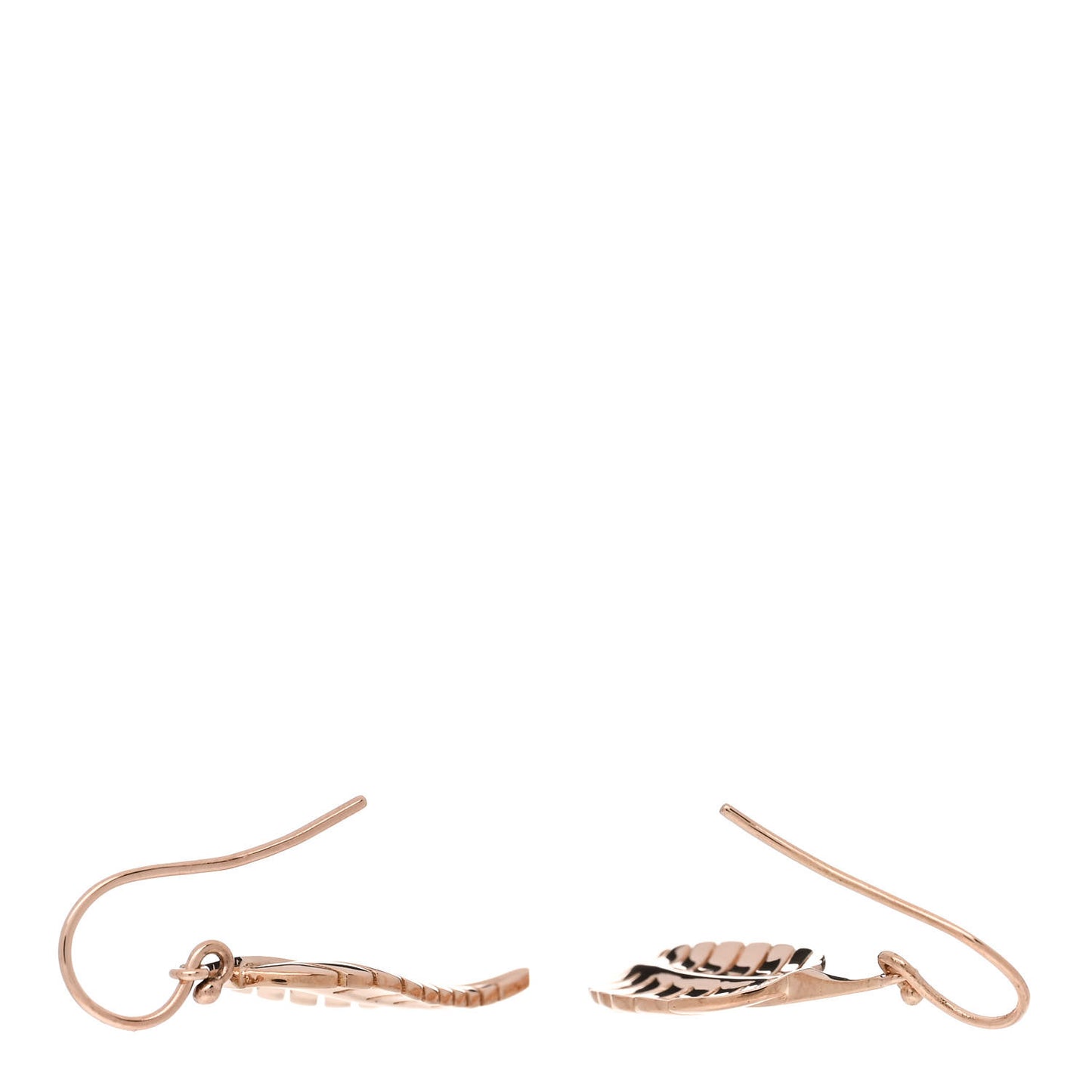 18K Rose Gold Hammered Leaf Drop Earrings