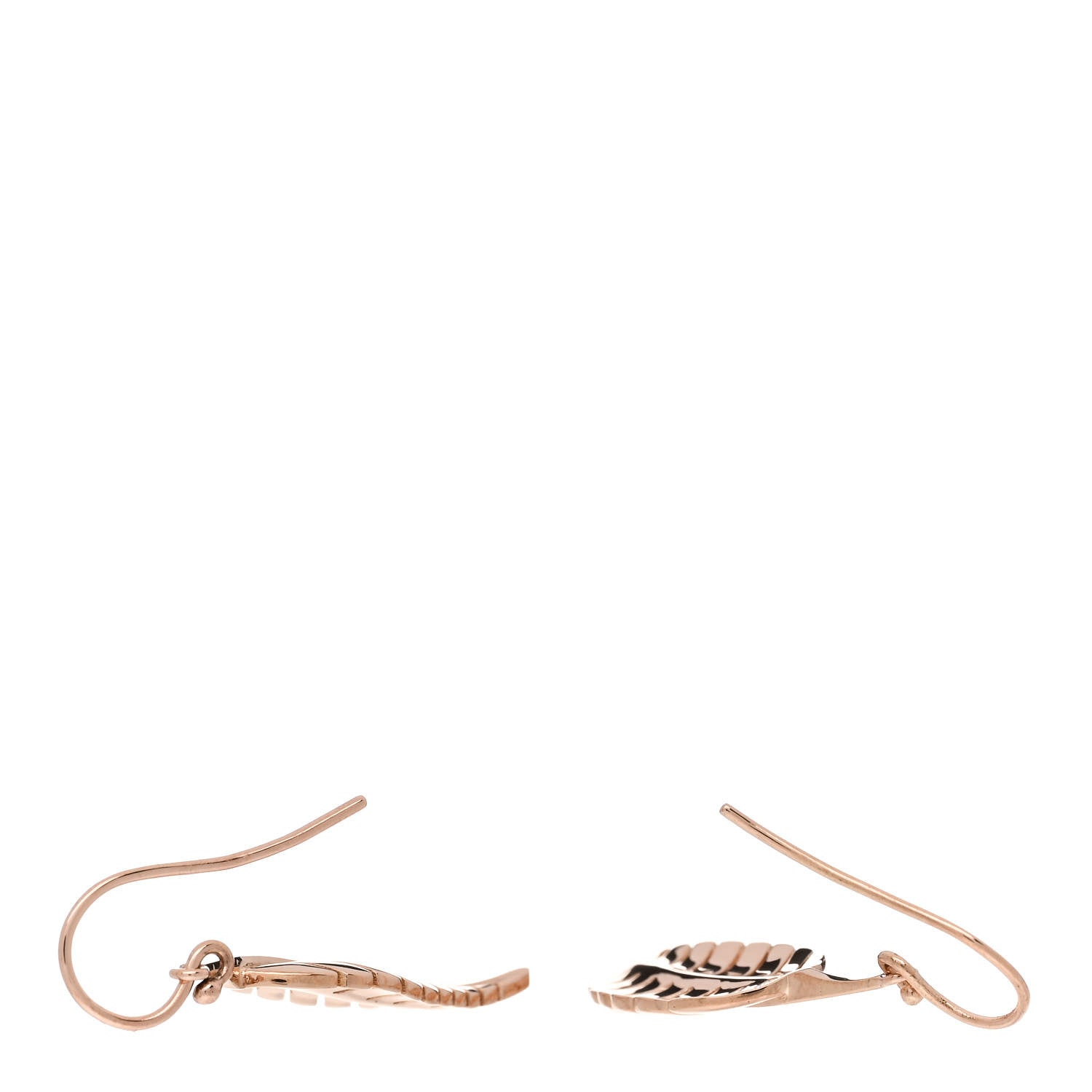 Jennifer Meyer 18K Rose Gold Hammered Leaf Drop Earrings 3 of 4