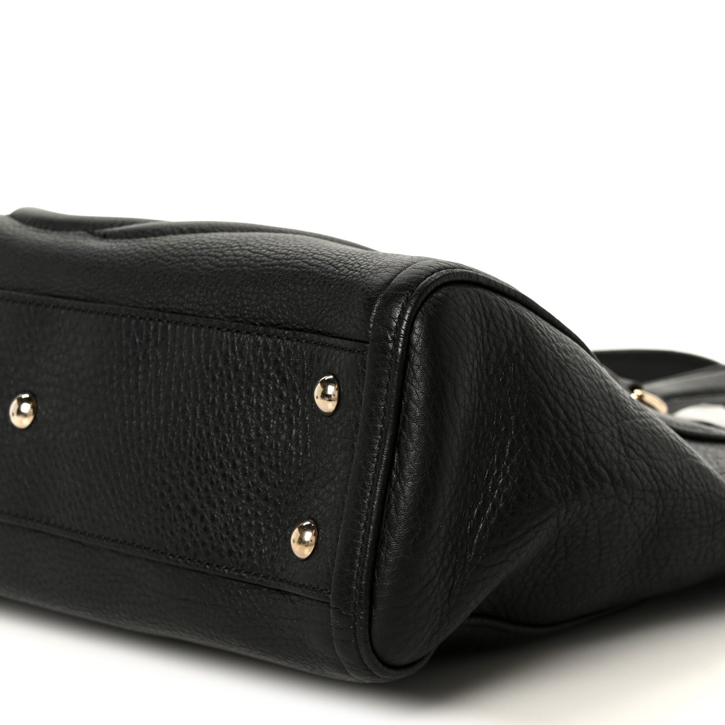 Pebbled Calfskin Small Soho Top Handle Bag Black