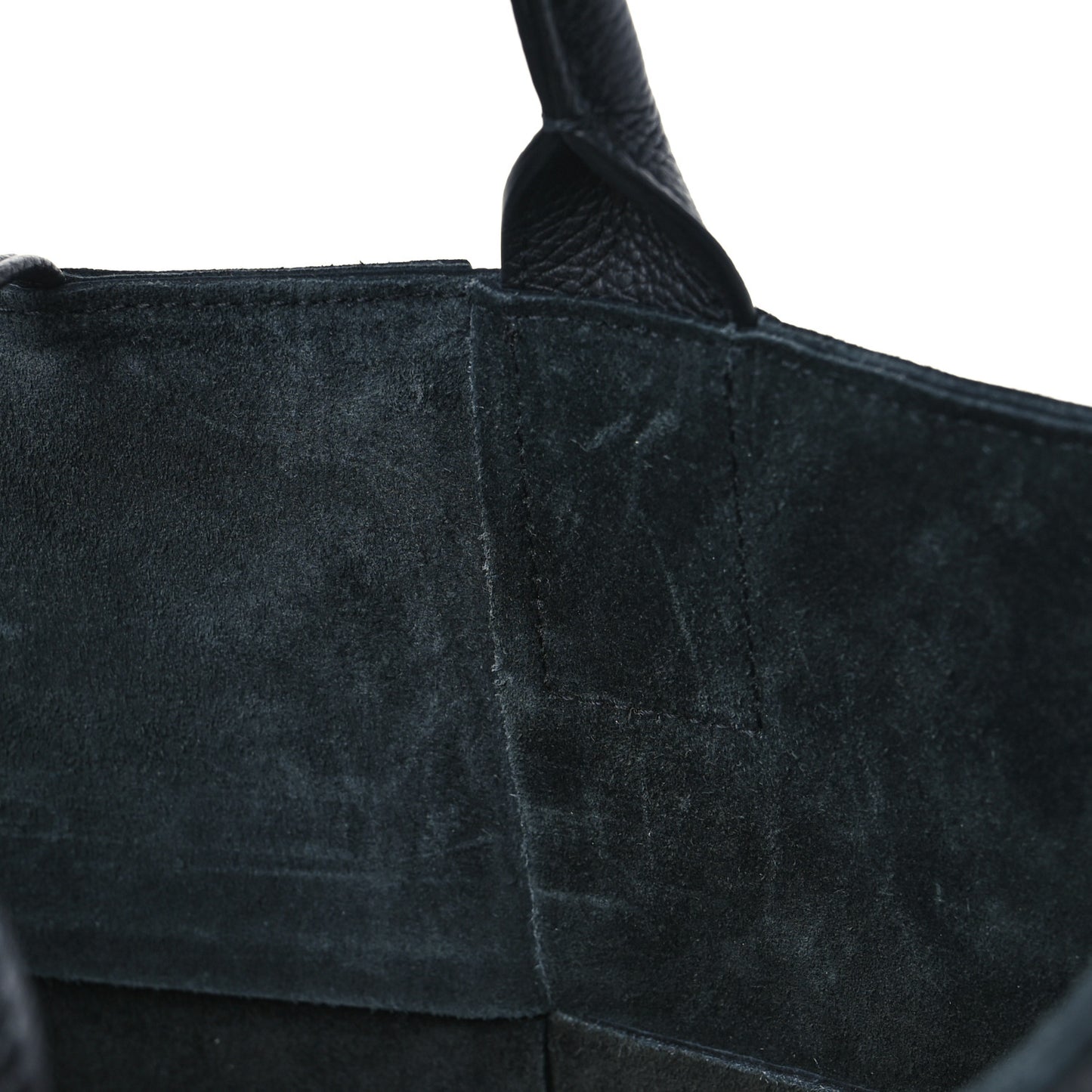 Grained Calfskin Intrecciato Small Arco Tote Black