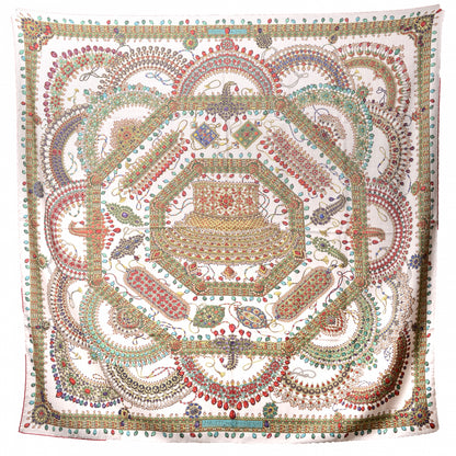 Hermes Cashmere Silk Parures Des Maharajas Shawl 140 4 of 7