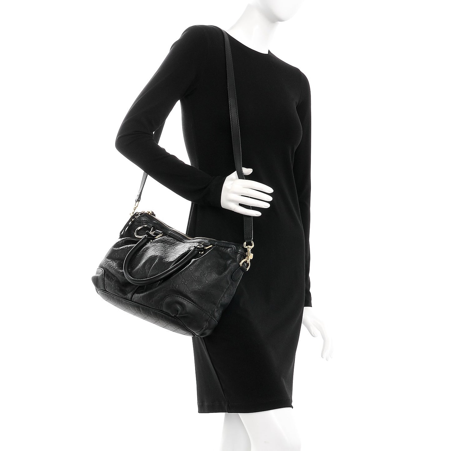 Guccissima Medium Sukey Top Handle Bag Black