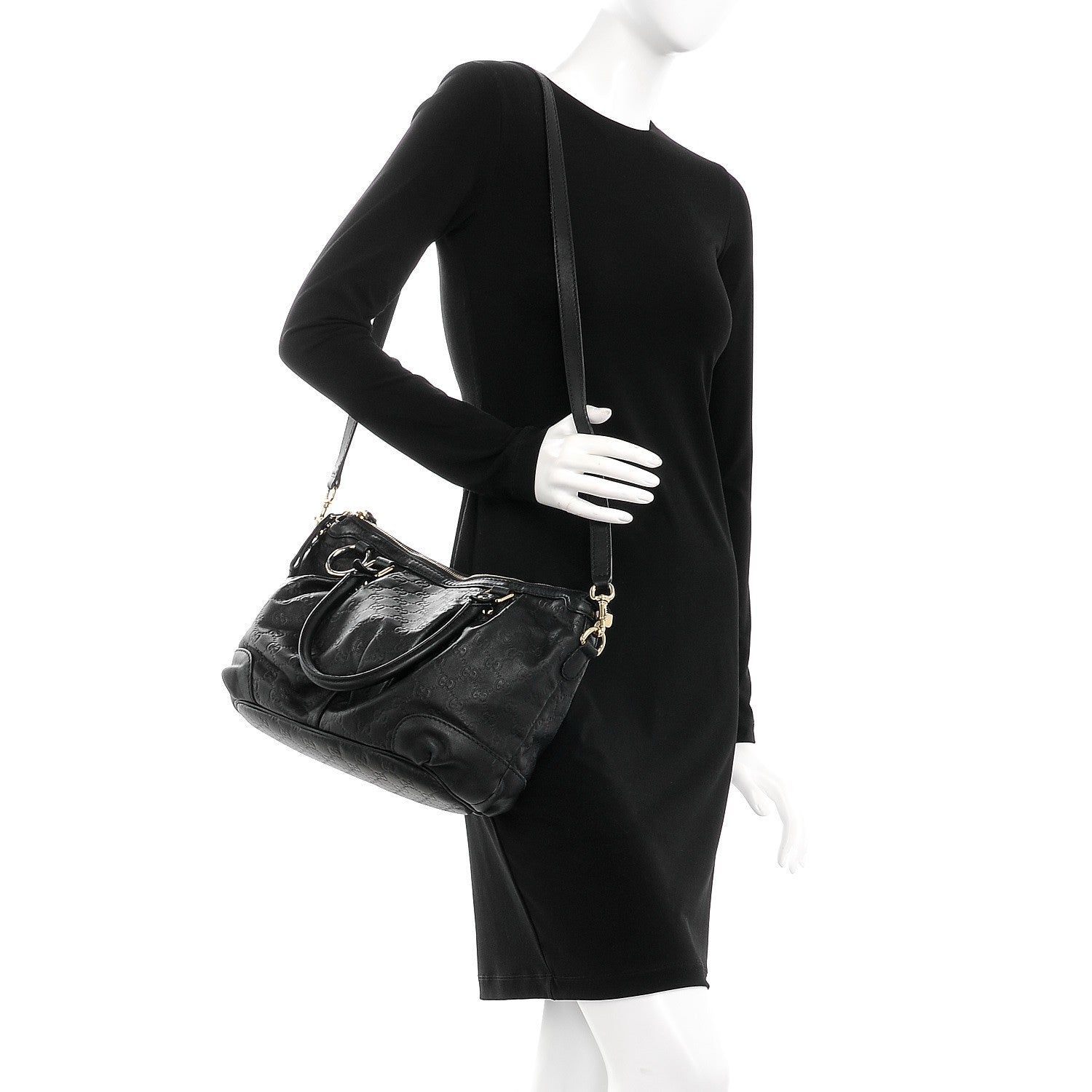 Gucci Guccissima Medium Sukey Top Handle Bag Black 2 of 8