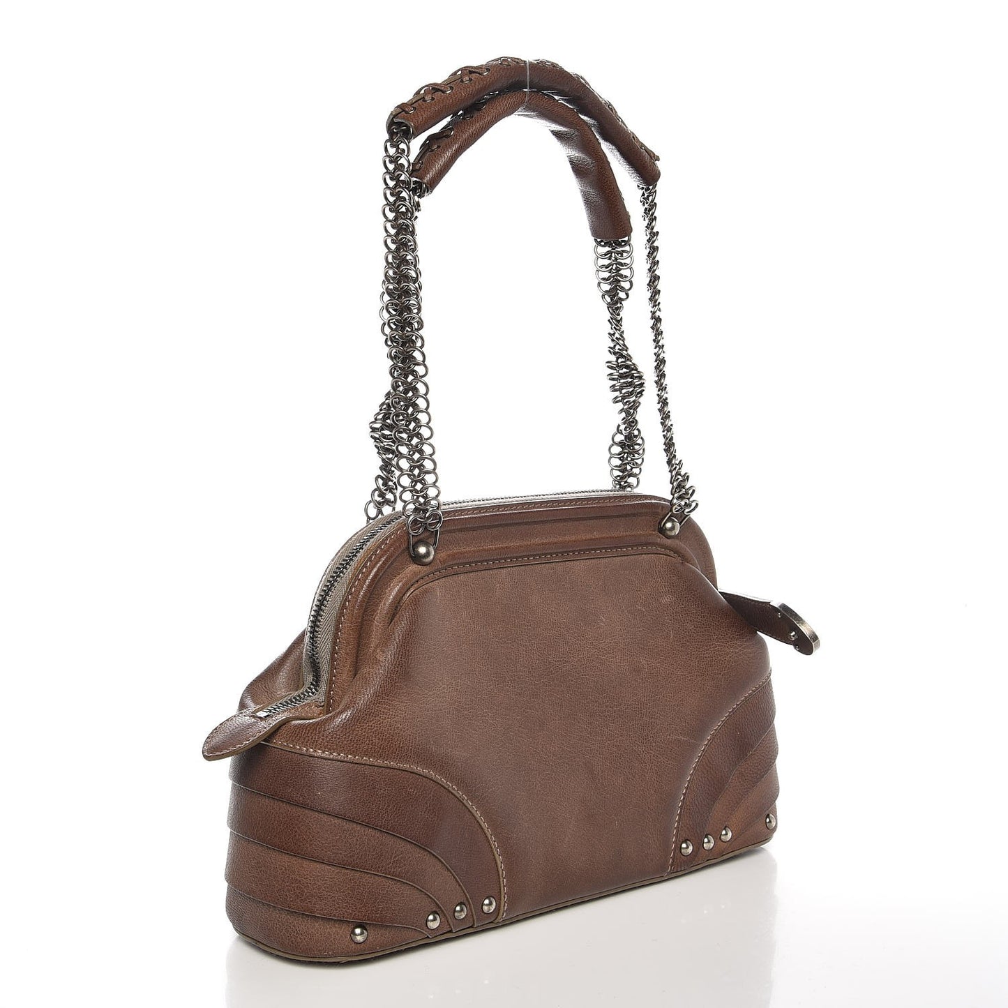 Goatskin Small Jeanne Frame Bag Brown