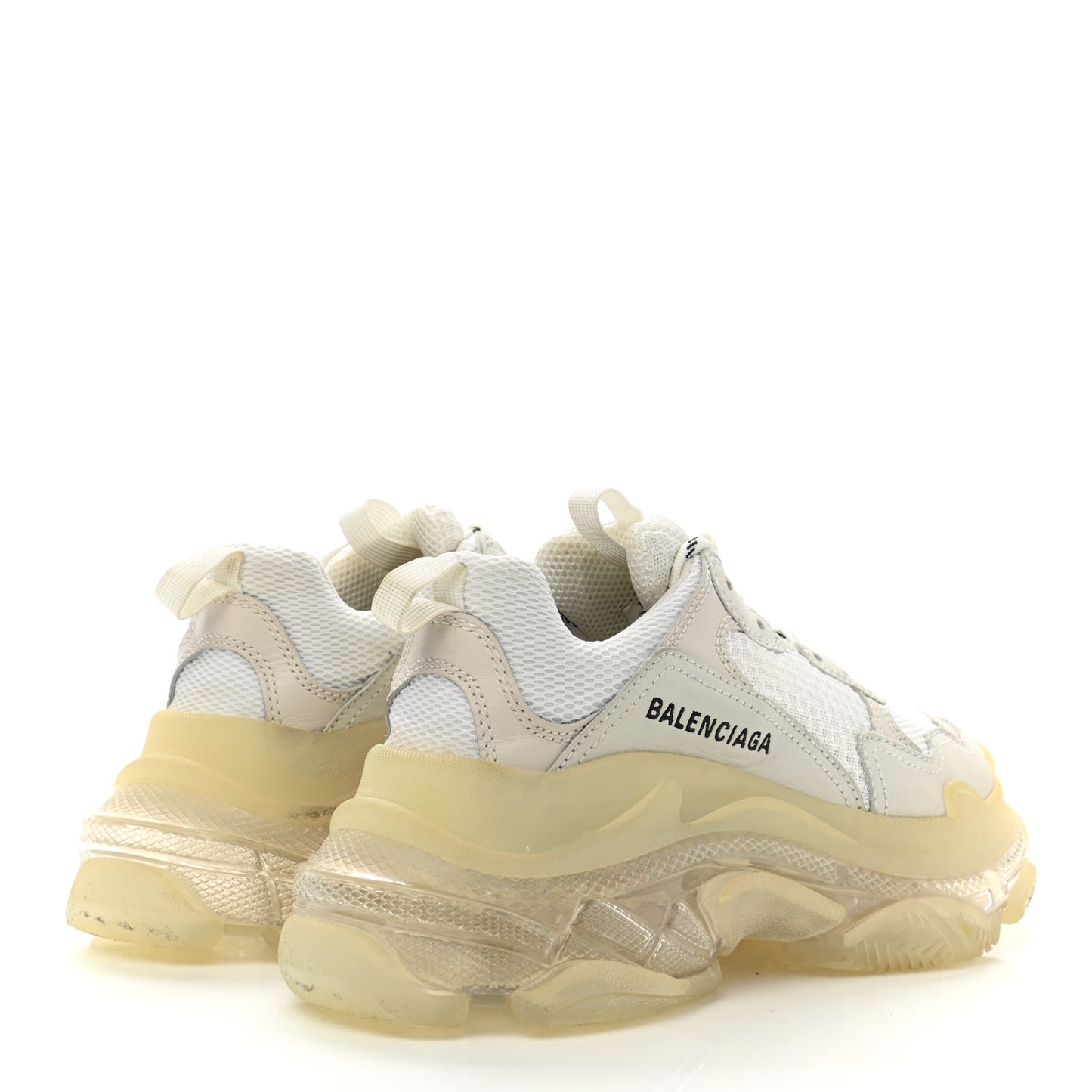 Fabric Mesh Clear Sole Womens Triple S Sneakers 37 White