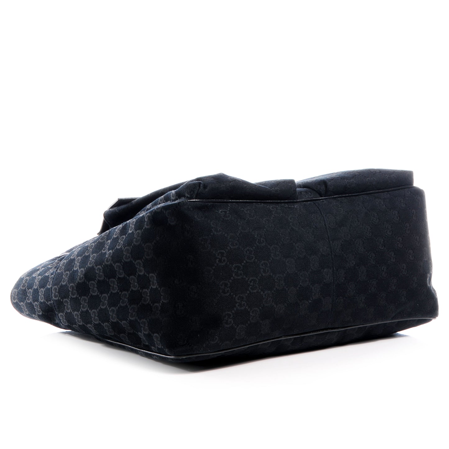 GG Monogram Medium Web Handle Double Pocket Tote Black