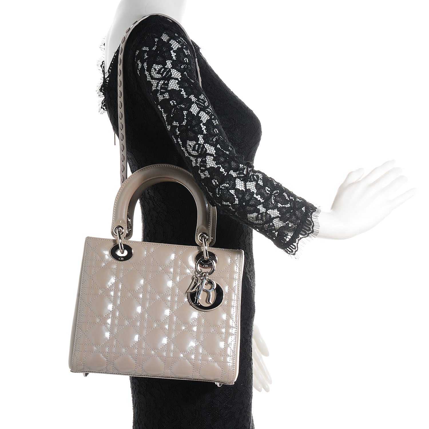 Christian Dior Patent Cannage Medium Lady Dior Grey 2 of 9