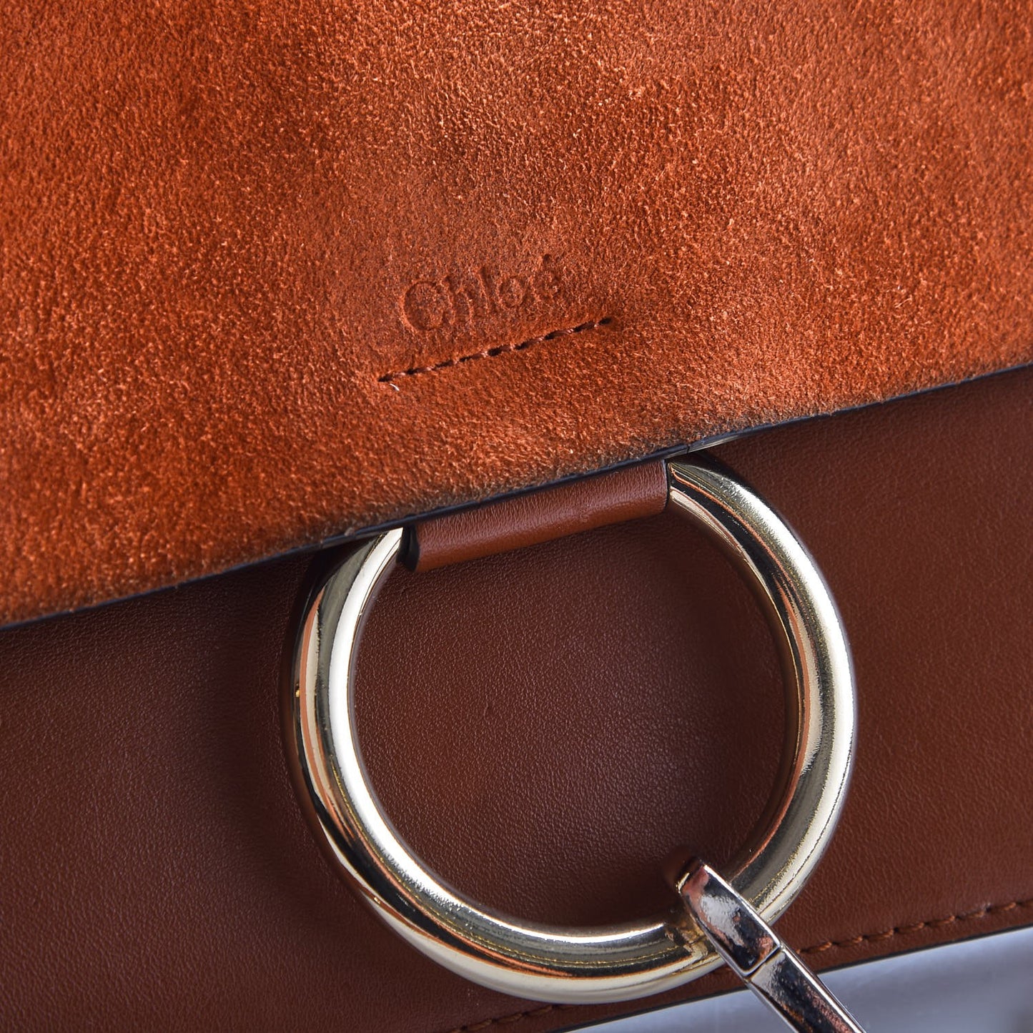 Suede Calfskin Small Faye Shoulder Bag Tobacco