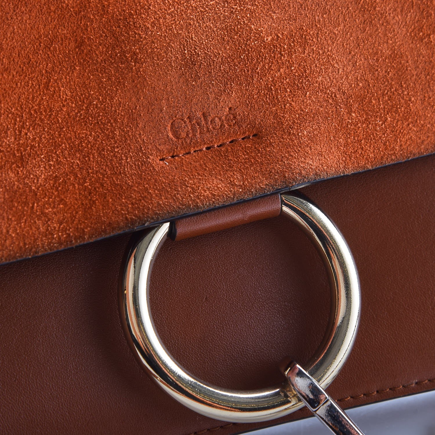 Chloe Suede Calfskin Small Faye Shoulder Bag Tobacco 9 of 10