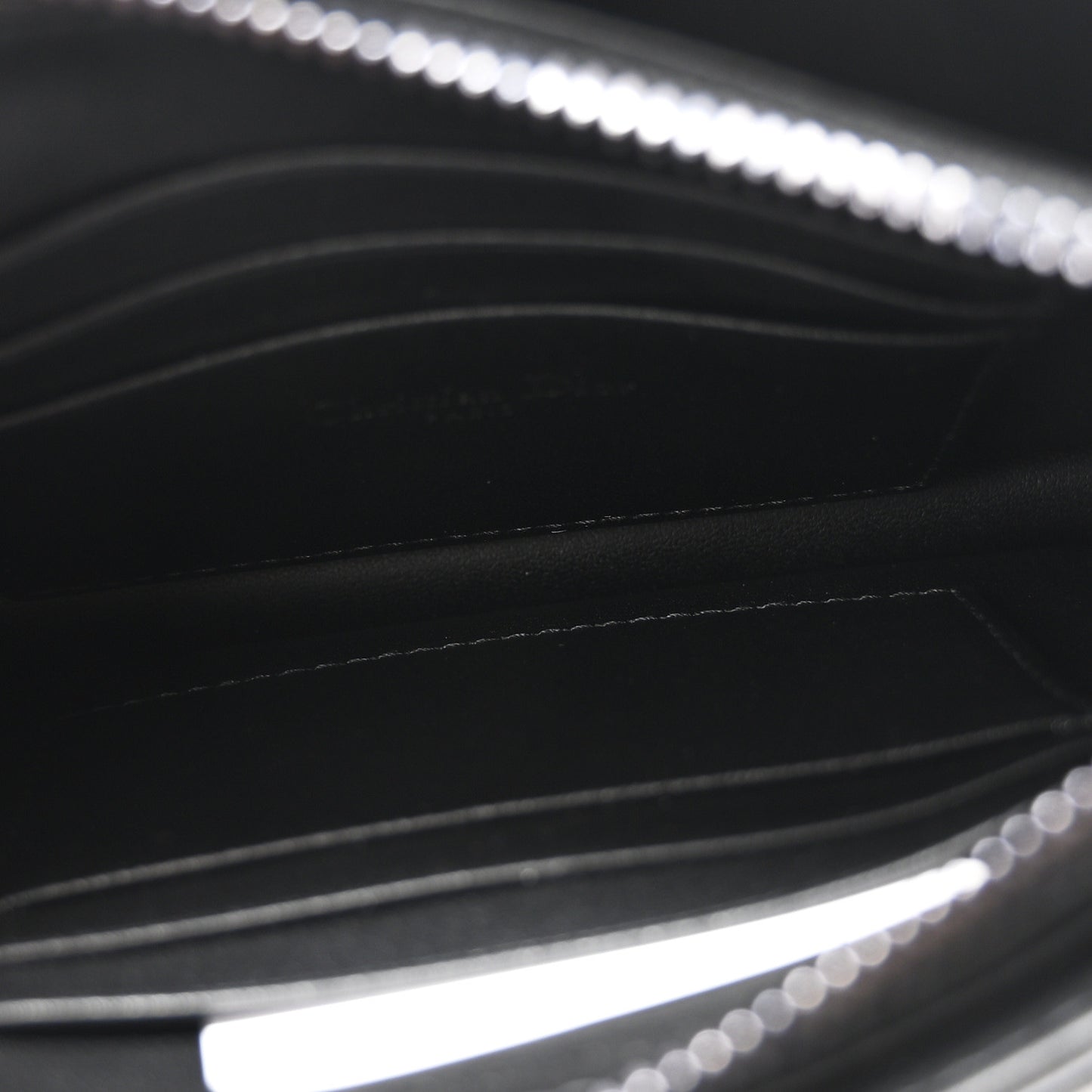 Calfskin Macrocannage Diamond Caro Zipped Pouch With Chain Black