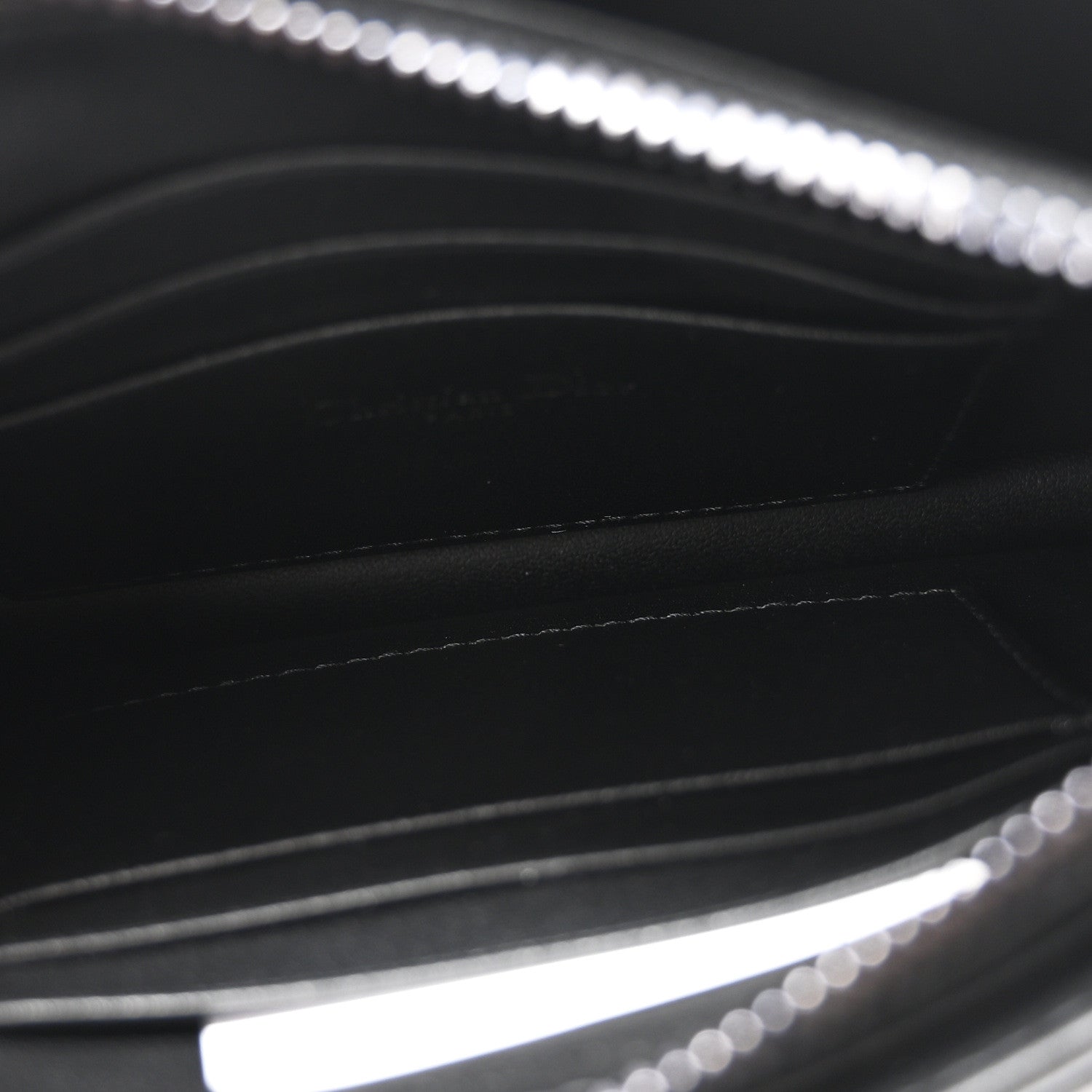 Christian Dior Calfskin Macrocannage Diamond Caro Zipped Pouch With Chain Black 5 of 10