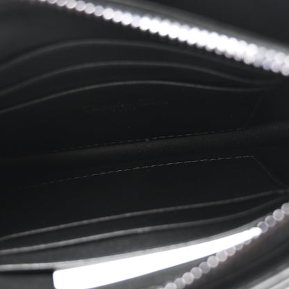 Christian Dior Calfskin Macrocannage Diamond Caro Zipped Pouch With Chain Black 5 of 10