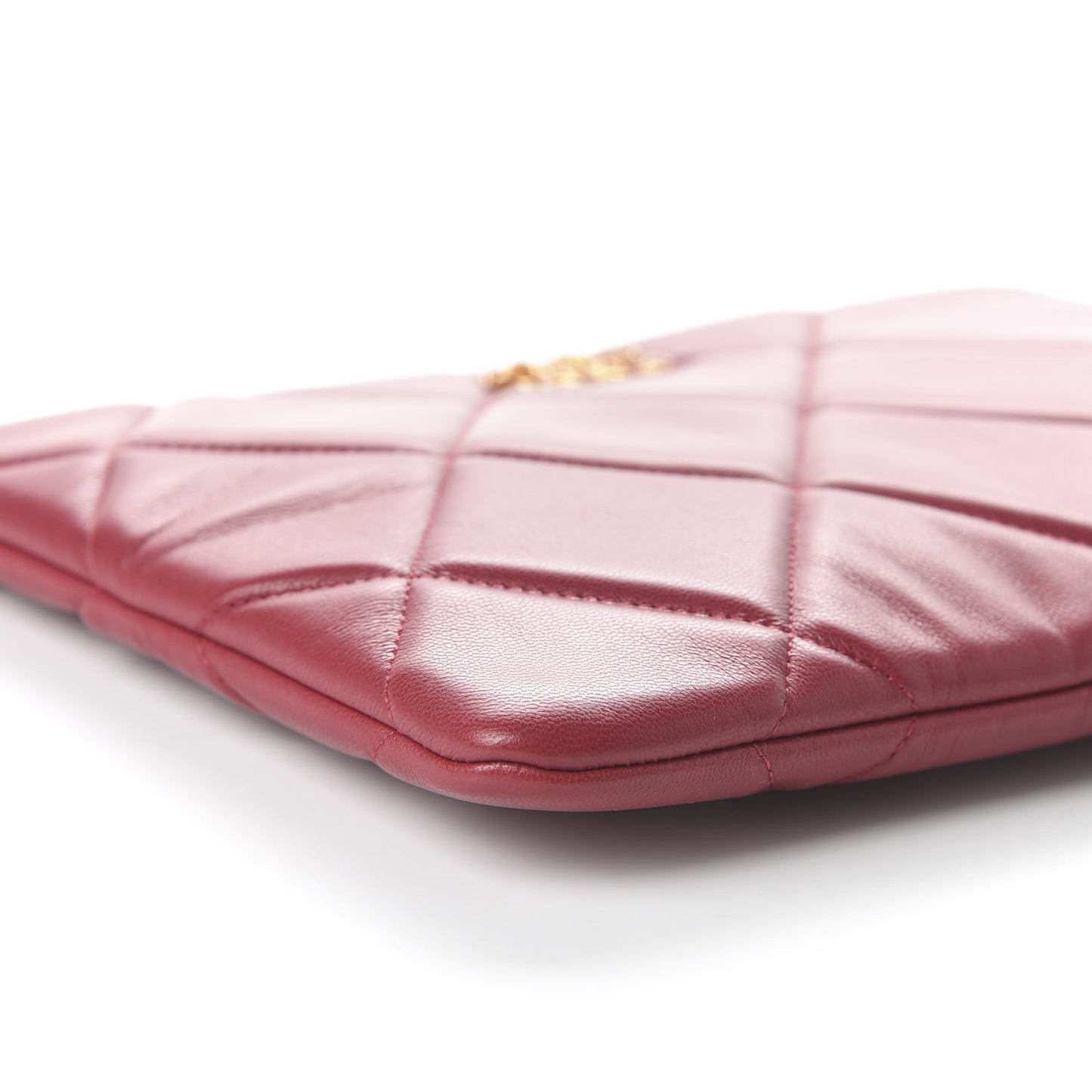 Goatskin Quilted Large 19 Cosmetic Case Red