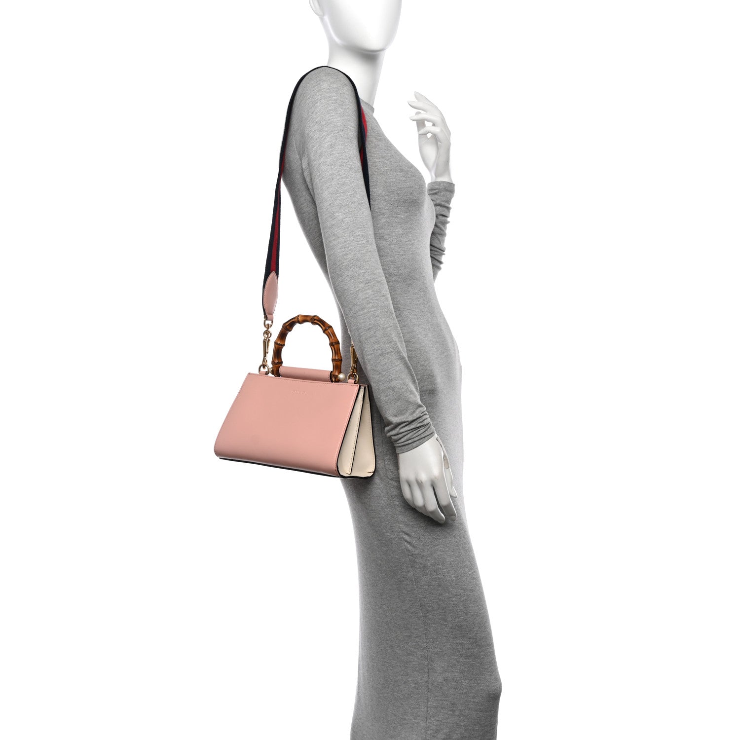 Gucci Nappa Bamboo Web Mini Nymphaea Top Handle Bag Perfect Pink Mystic White 2 of 15