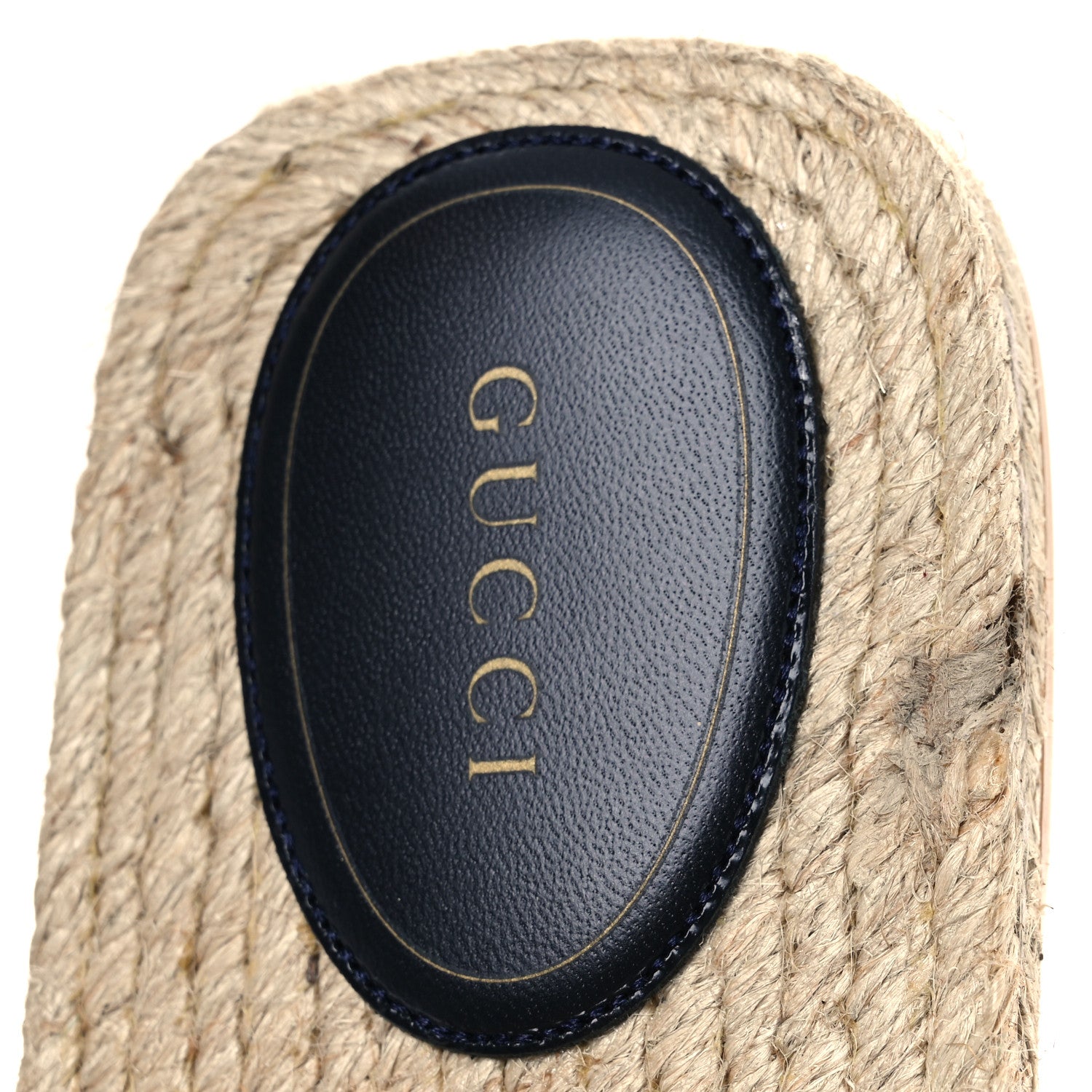 Gucci Macrochet Raffia Logo Flat Slide Espadrille Sandals 38 Blue Great White 12 of 13