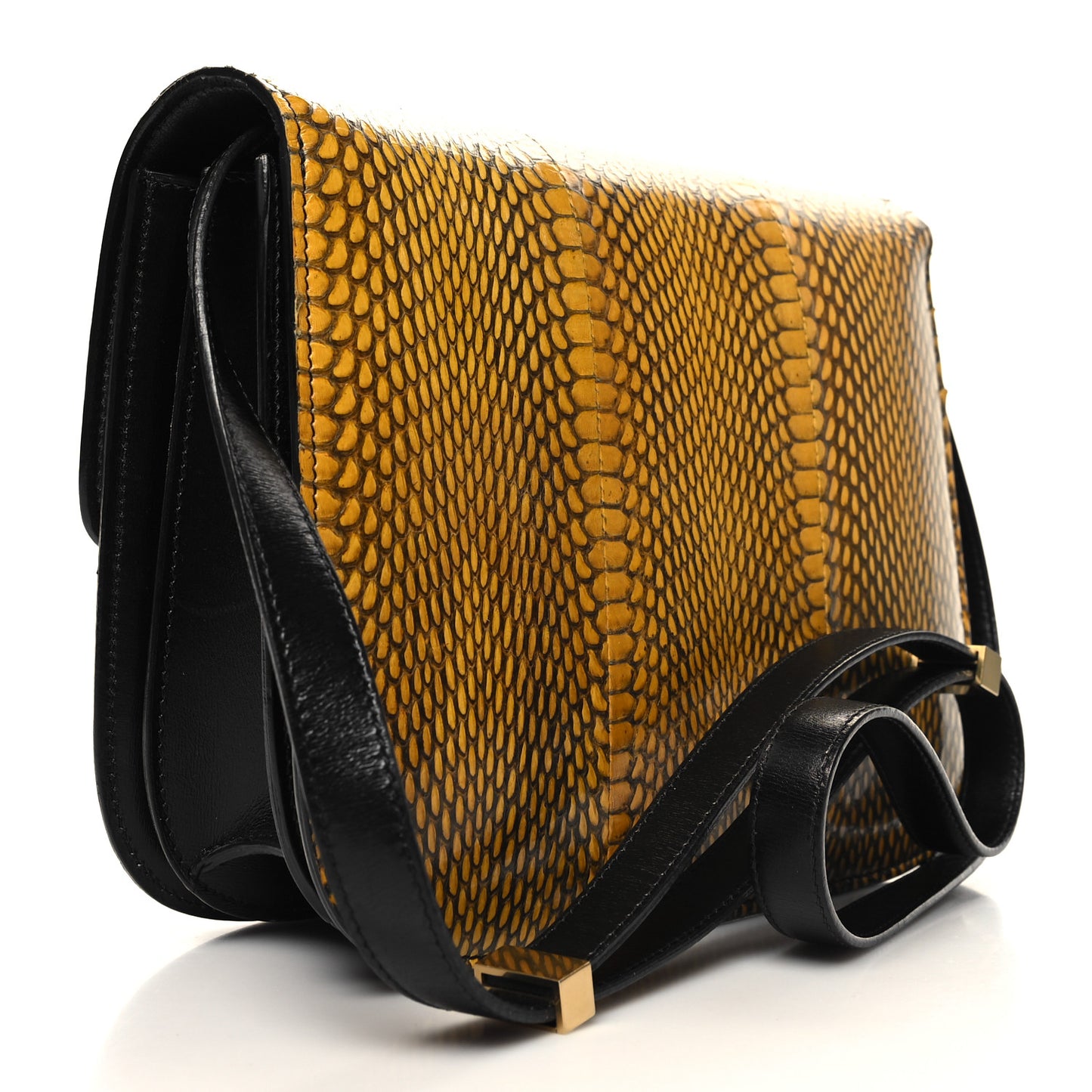 Cobra Calfskin Medium Classic Box Flap Bag Yellow