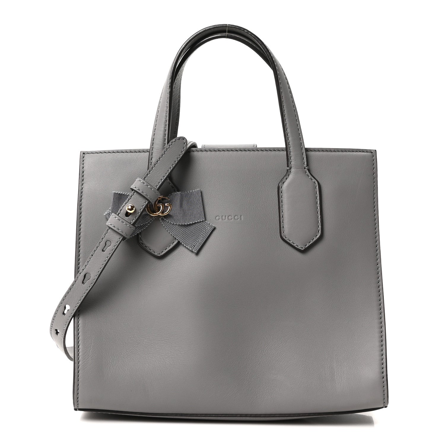 Gucci Calfskin Marmont Ribbon Top Handle Bag Deep Grey 1797060