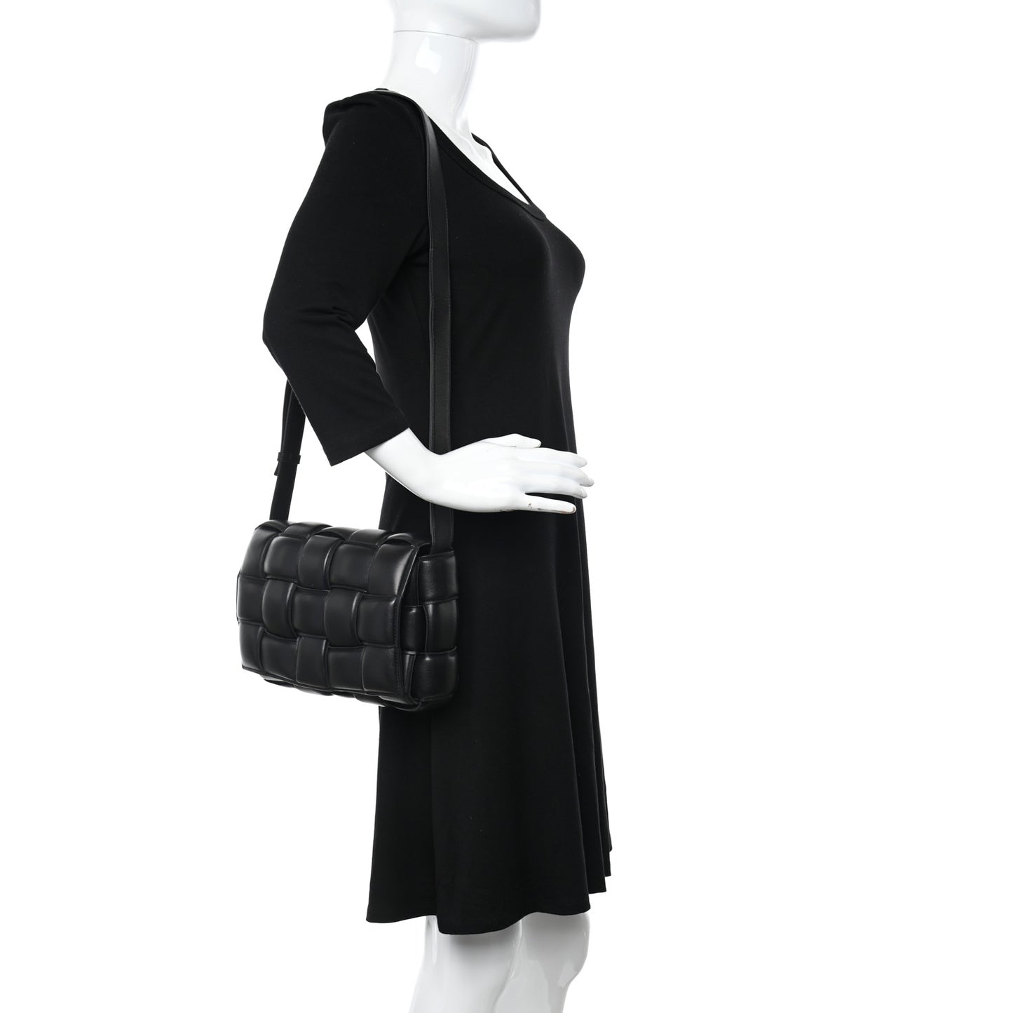 Nappa Maxi Intreccio Padded Cassette Crossbody Bag Black