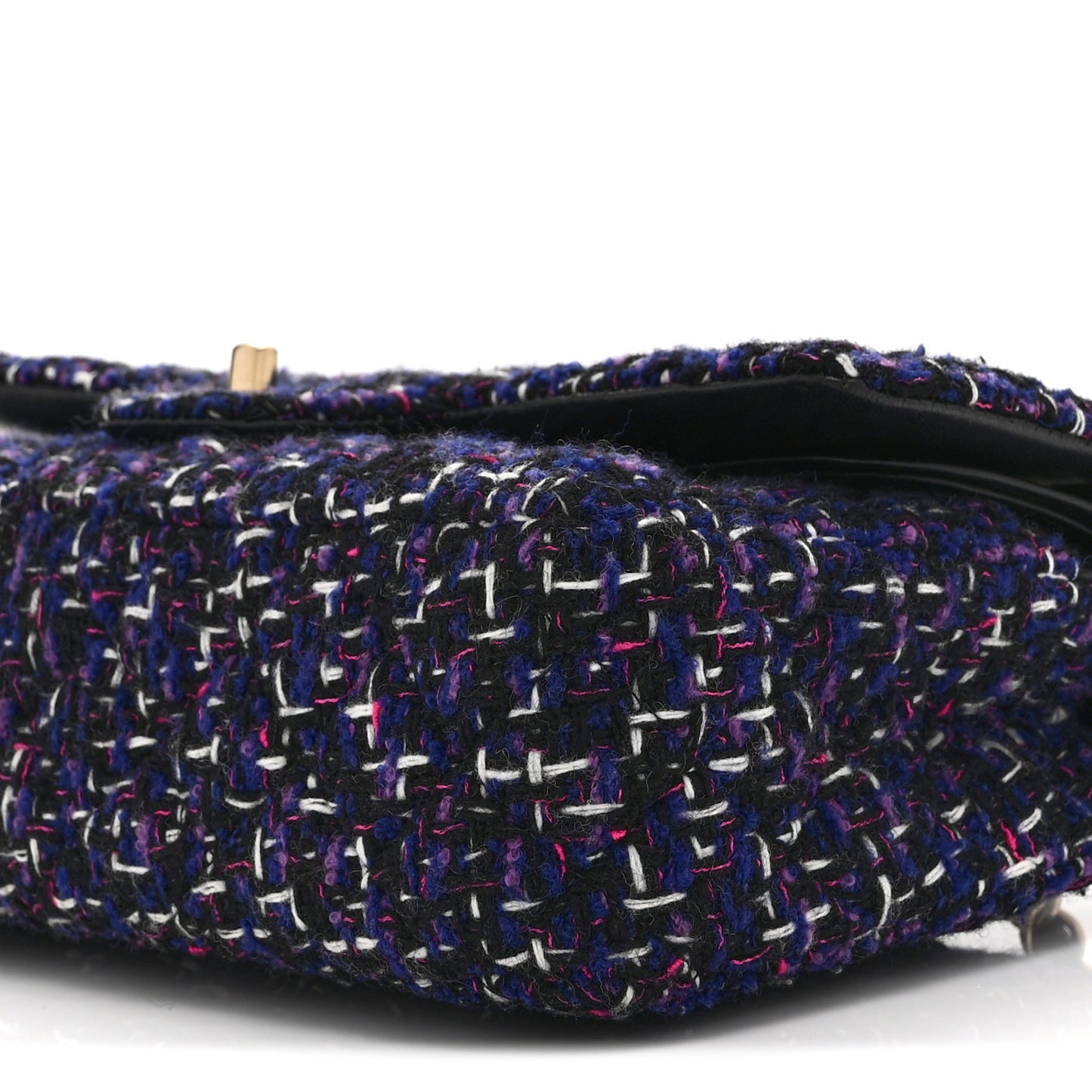 Tweed Quilted Medium Double Flap Dark Purple