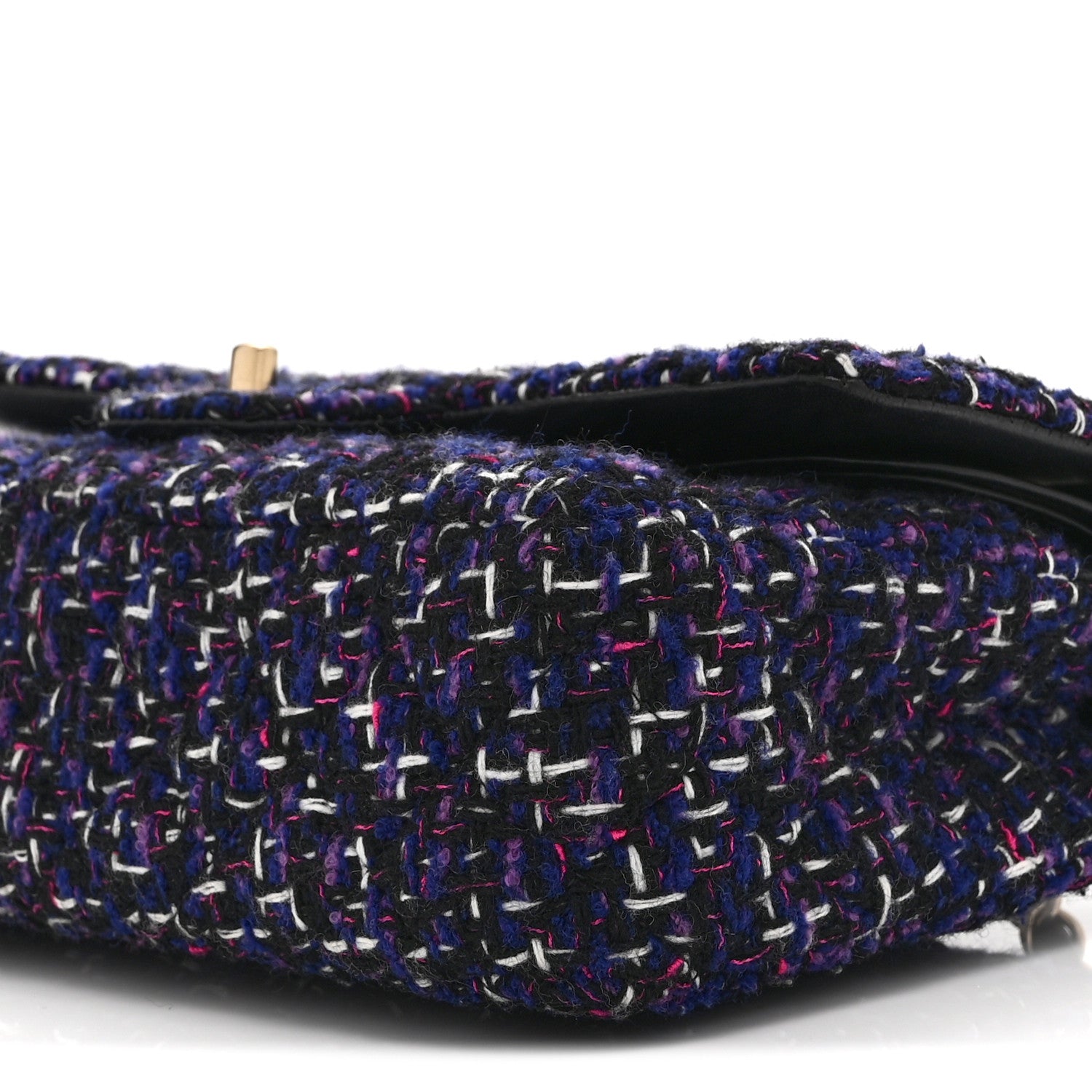 Chanel Tweed Quilted Medium Double Flap Dark Purple 10 of 10