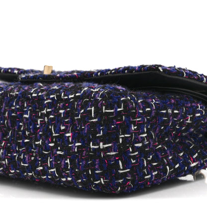 Chanel Tweed Quilted Medium Double Flap Dark Purple 10 of 10