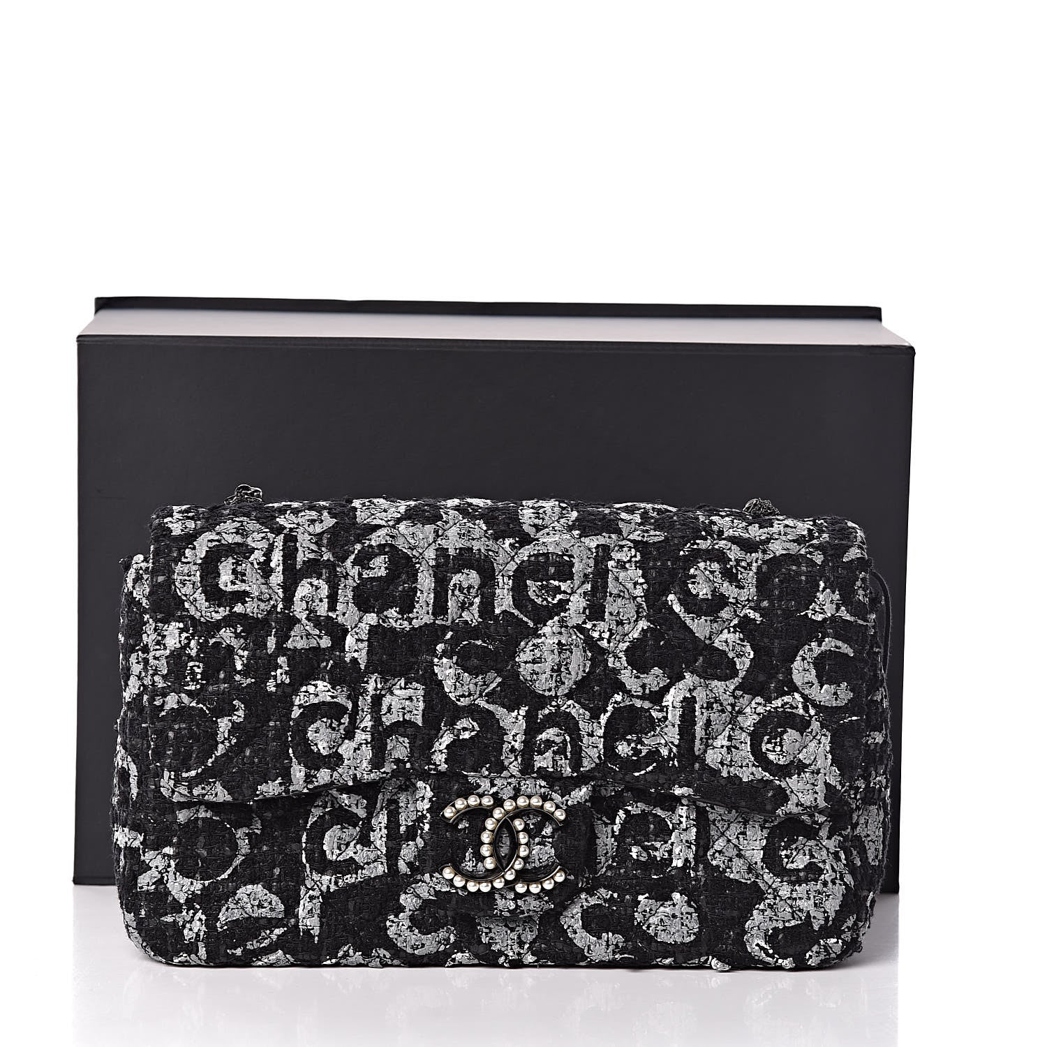 Chanel Tweed Westminster Pearl Flap Black 15 of 15