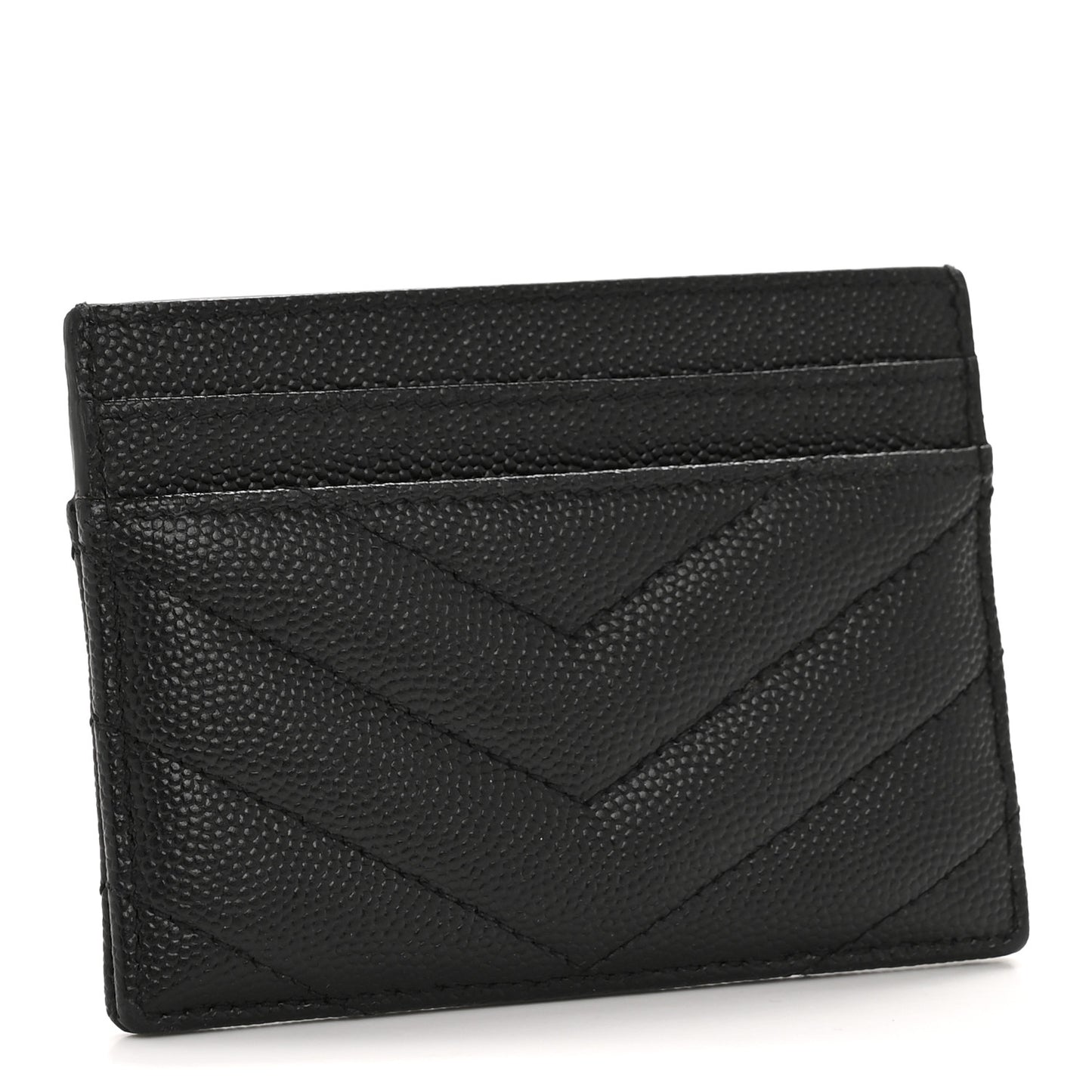 Grain De Poudre Matelasse Chevron Monogram Credit Card Case Black
