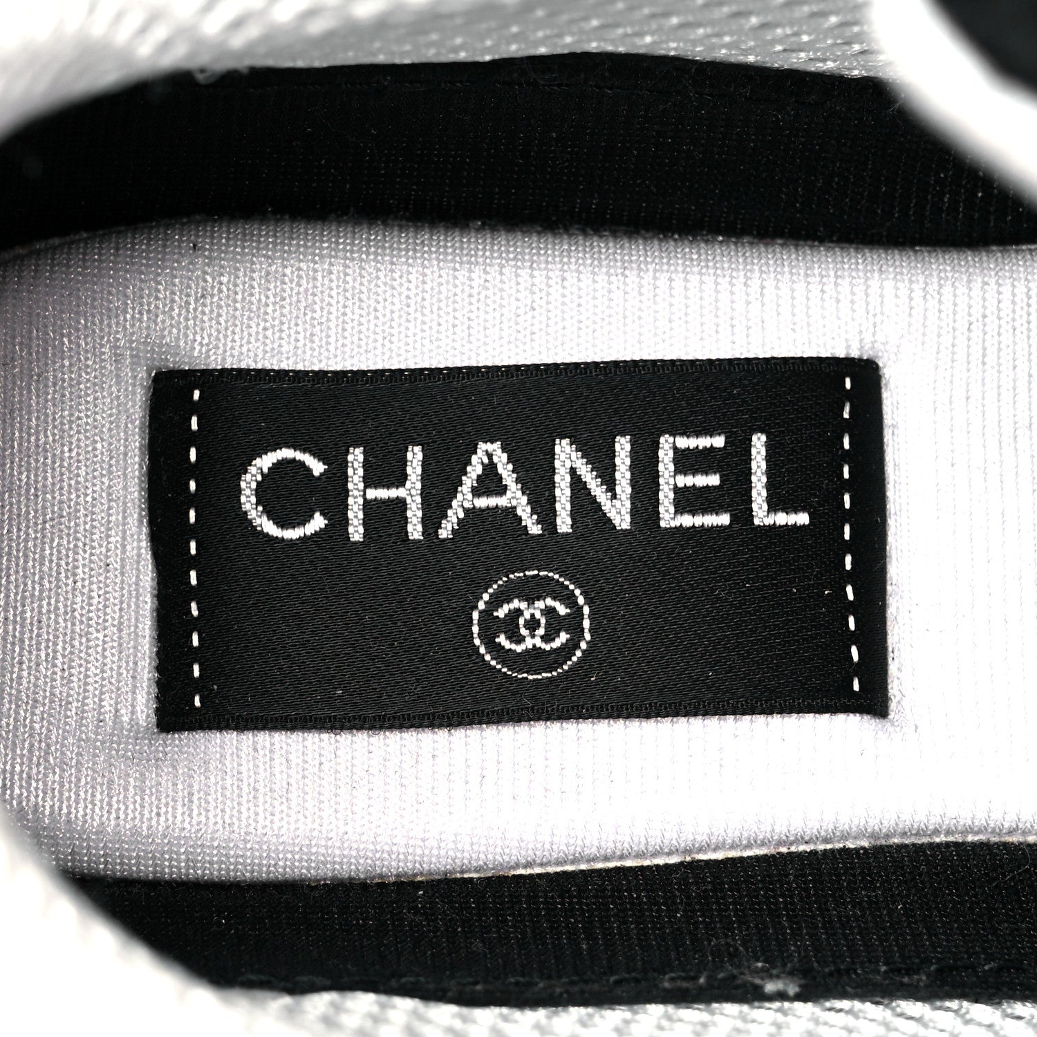 Chanel Mesh Suede Grained Calfskin Womens CC Sneakers 37 Black White 8 of 10