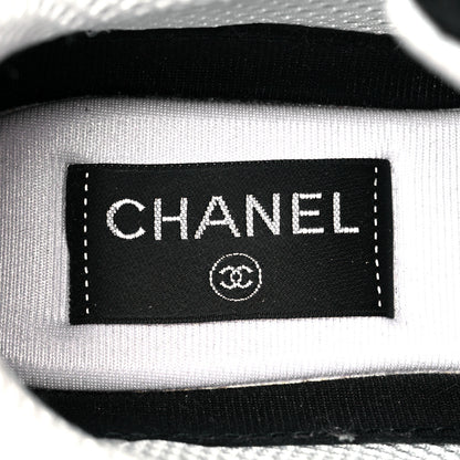 Chanel Mesh Suede Grained Calfskin Womens CC Sneakers 37 Black White 8 of 10