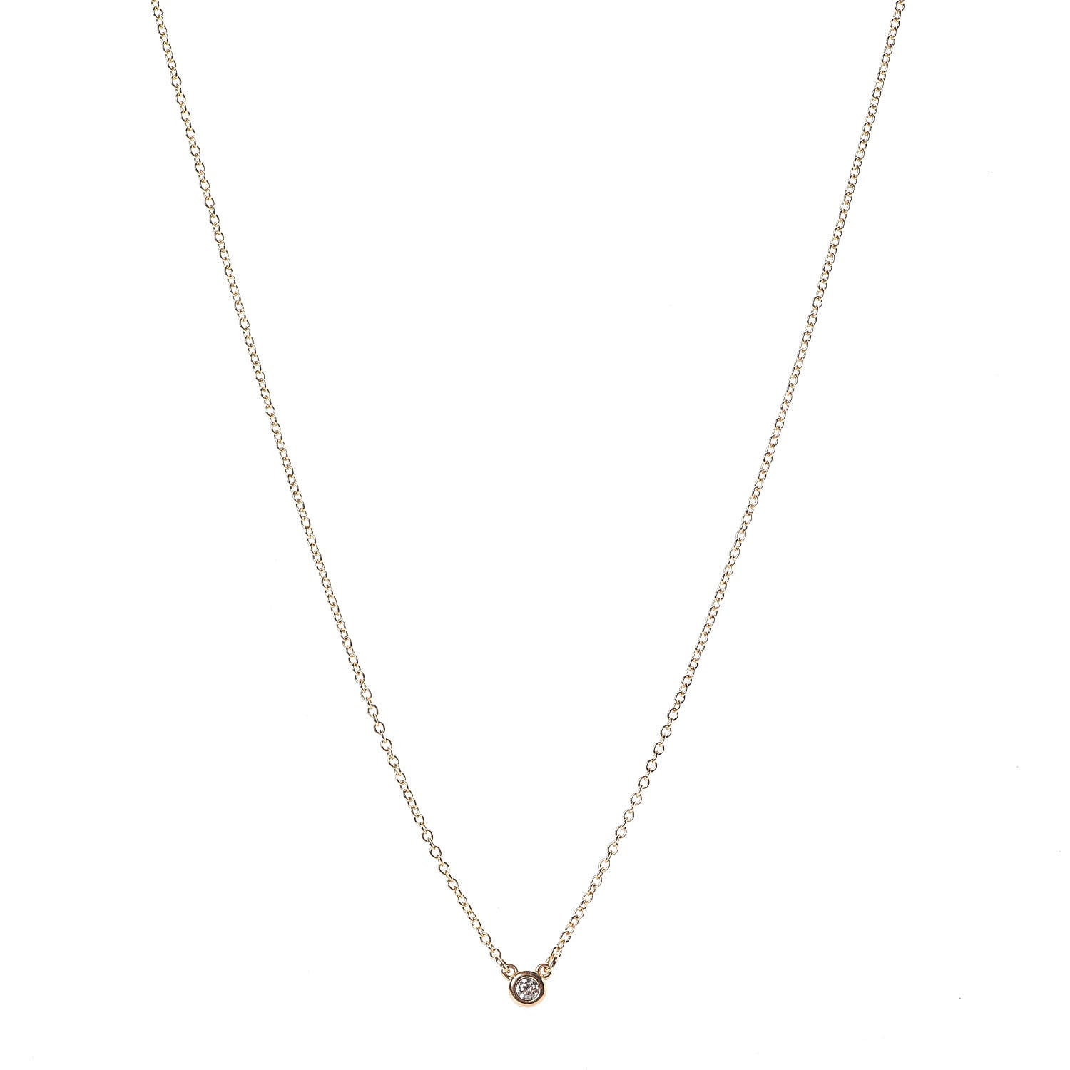 Tiffany 18K Yellow Gold Diamond .03ct Elsa Peretti Diamonds by the Yard Pendant Necklace 1 of 7