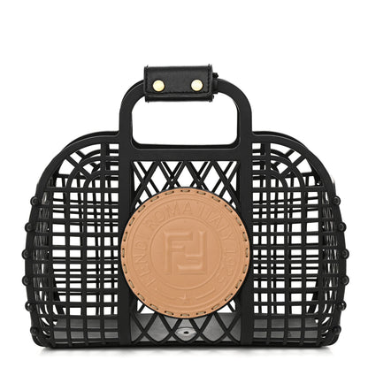 Fendi Recycled Plastic Vitello Liberty Matte Small Fendi Basket Black Miele Scuro 1 of 11