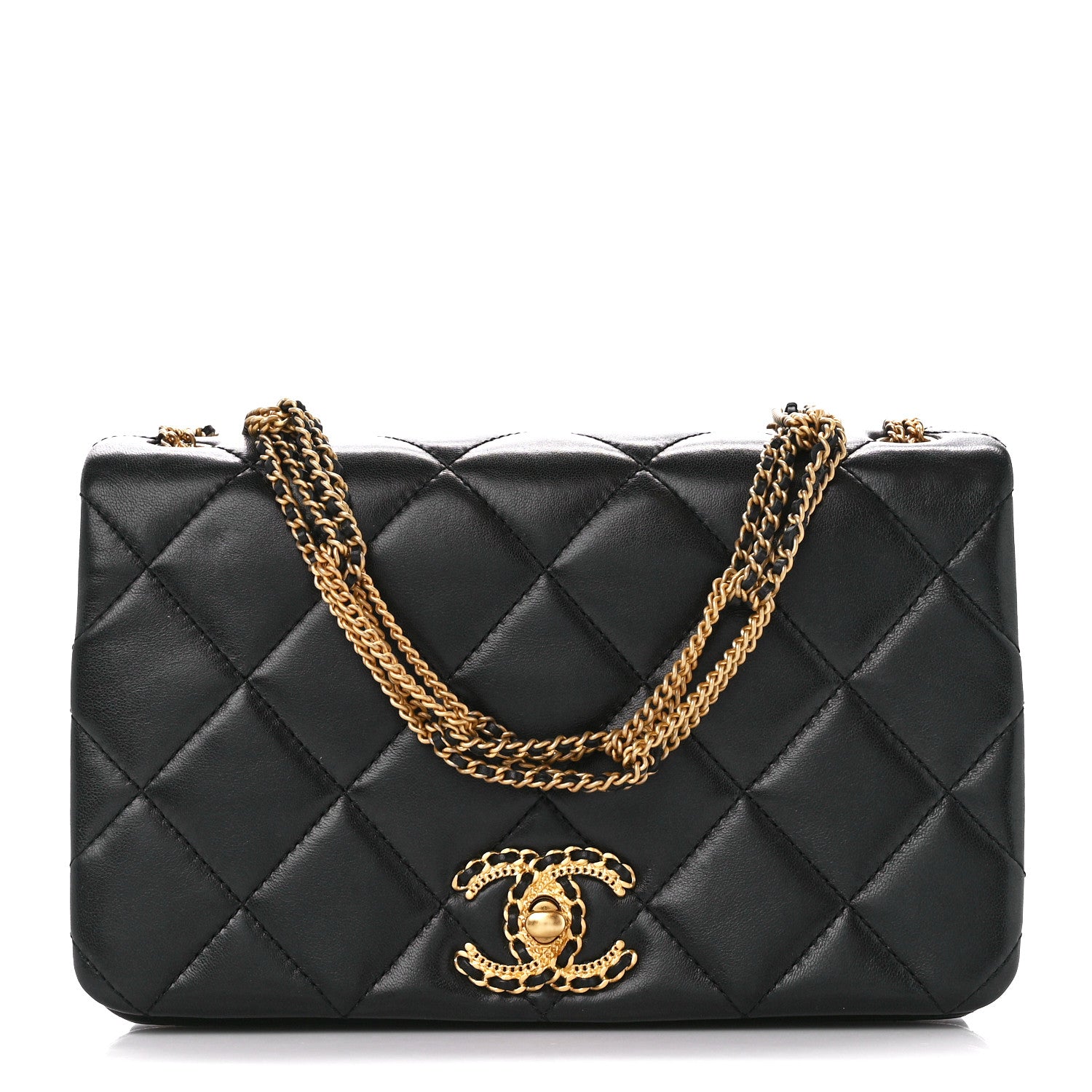 Chanel Lambskin Quilted On And On Small Chain Flap Black 1 of 10