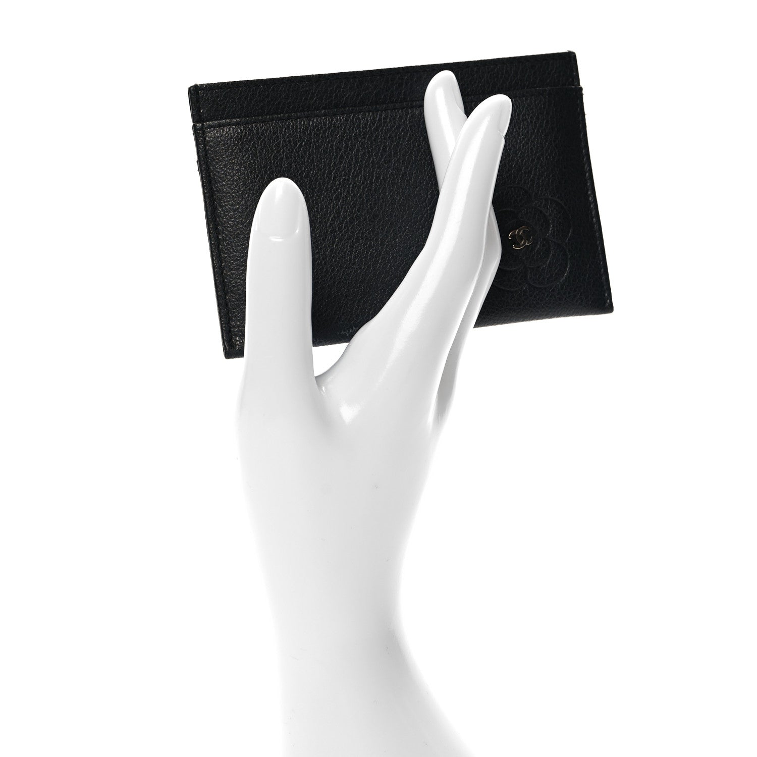 Chanel Goatskin Embossed Camellia Card Holder Black 2 of 10