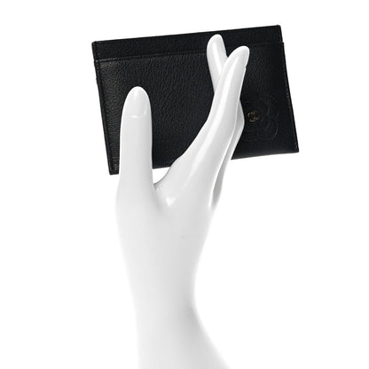 Chanel Goatskin Embossed Camellia Card Holder Black 2 of 10