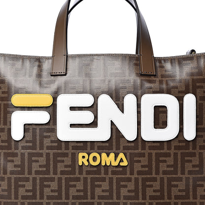 Fendi X FILA Glazed Fabric FF 1974 Mania Shopping Tote Bag Mogano Panna White 12 of 12