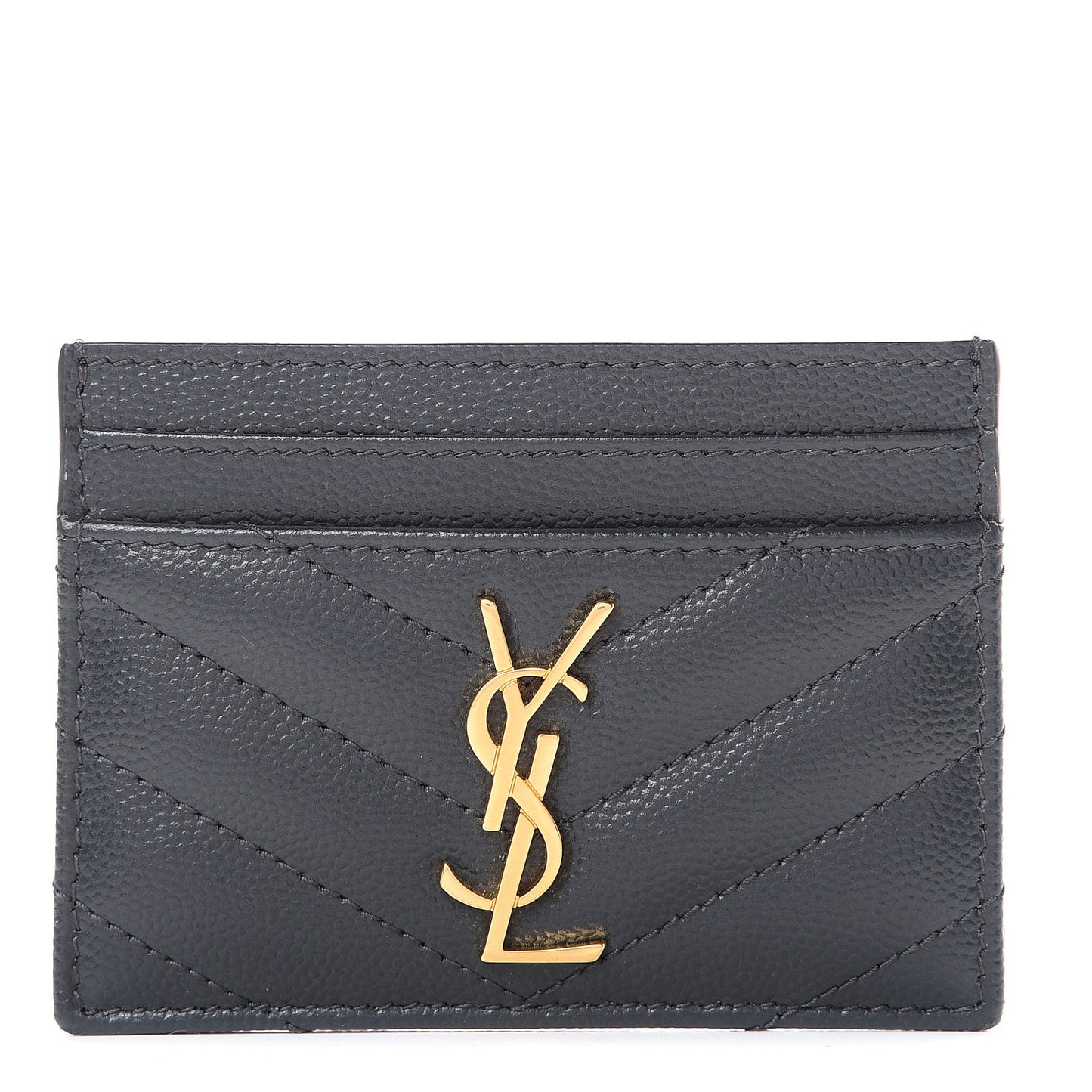 Grain De Poudre Matelasse Chevron Monogram Credit Card Case Earth
