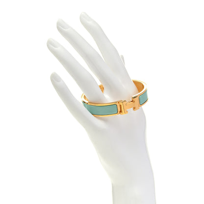 Hermes Enamel Narrow Clic Clac H Bracelet PM Vert Aqua 2 of 5