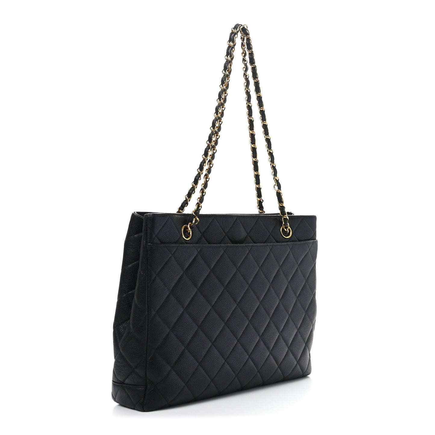 Caviar Quilted Shopper Tote Black