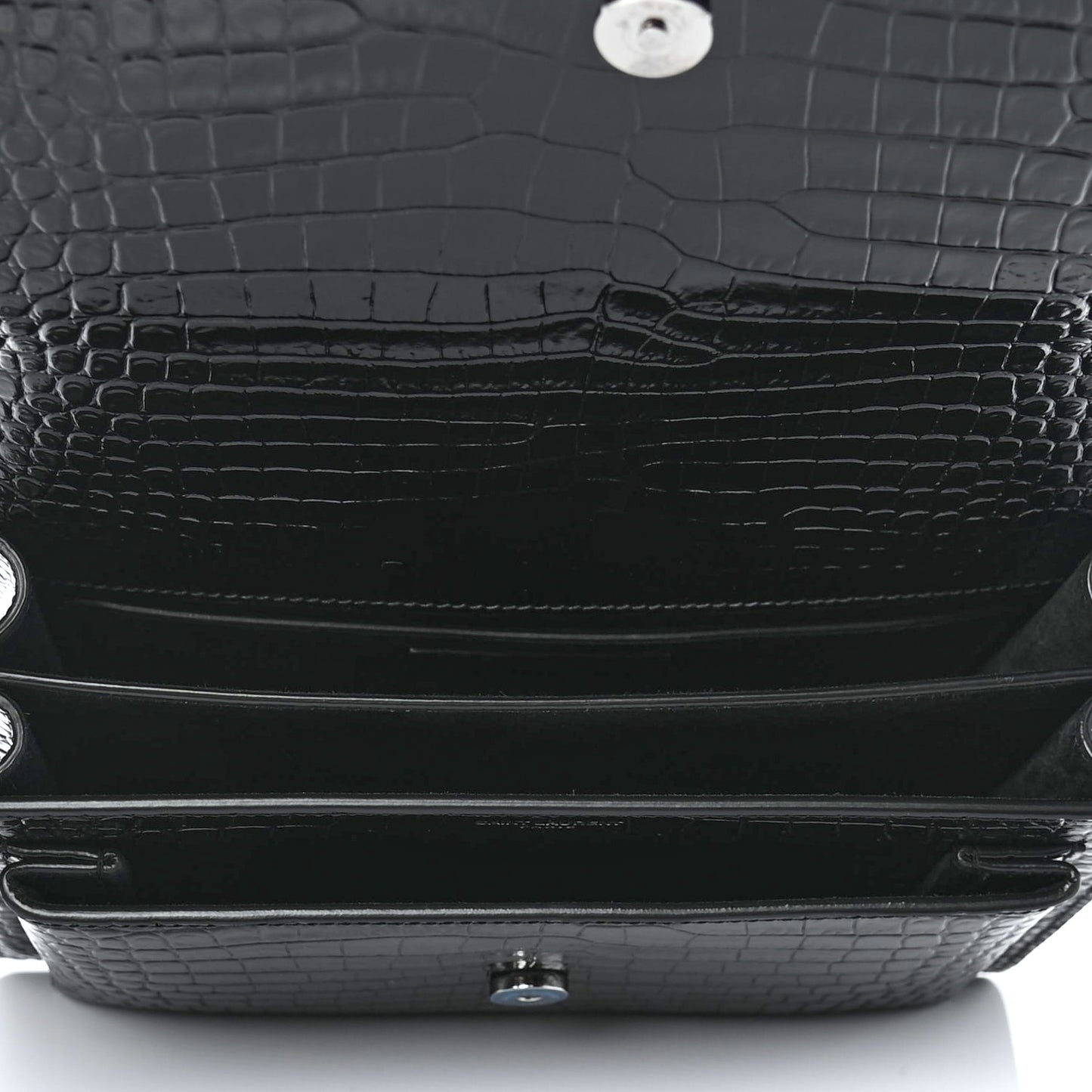 Calfskin Crocodile Embossed Medium Monochrome Monogram Sunset Black