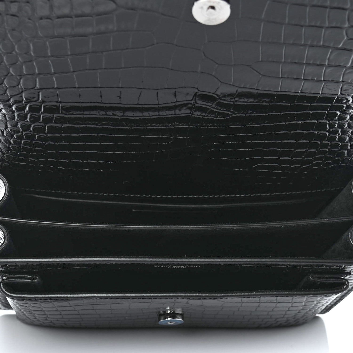 Saint Laurent Calfskin Crocodile Embossed Medium Monochrome Monogram Sunset Black 4 of 4