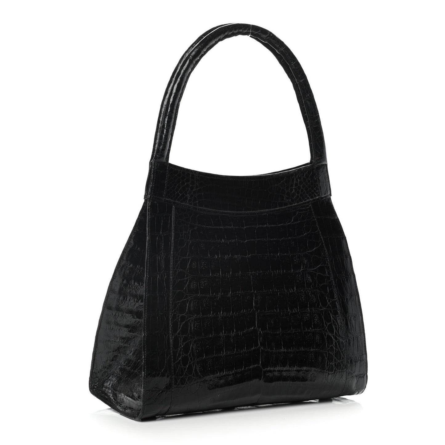 Crocodile Top Handle Bag Black